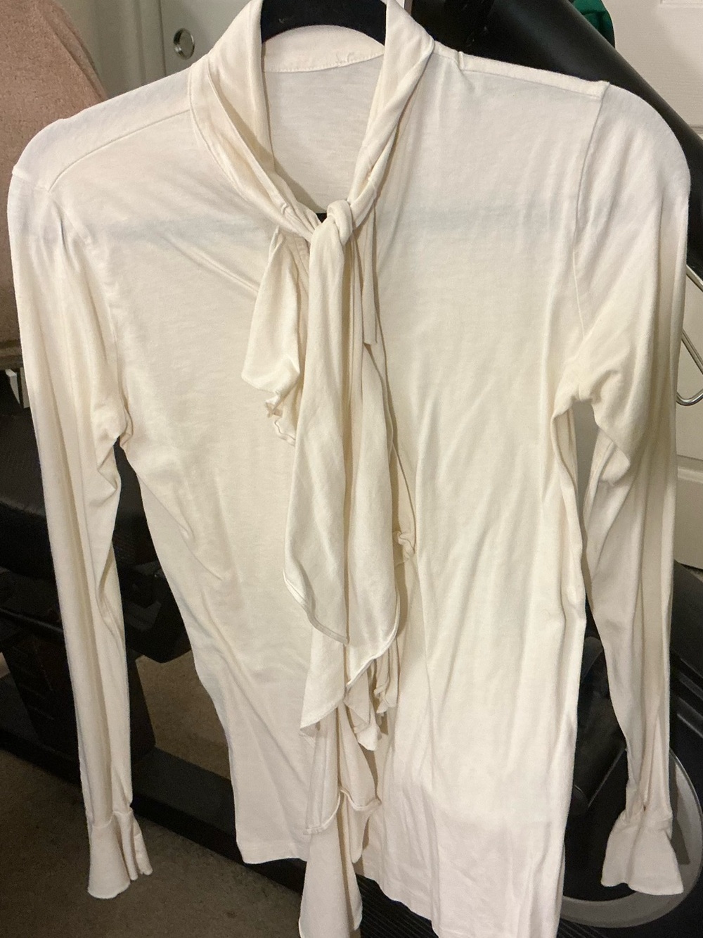 Polo by Ralph Lauren Cream Tie-Neck Long Sleeve Blouse